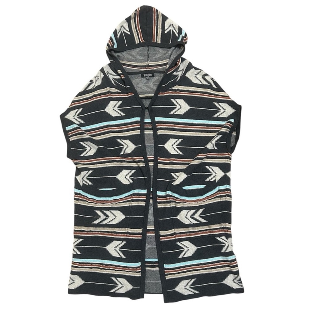 TWO SISTERS Boho Hooded Duster Cardigan Vest
